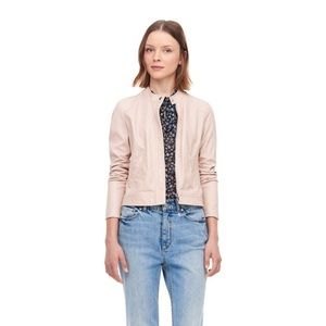 Rebecca Taylor perforated leather motorcycle jacket size 10 pale pink